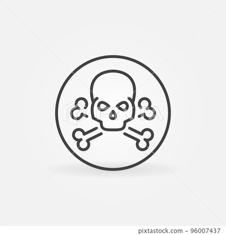 Skull with Bones vector thin line Crossbones round icon Skull with Bones vector thin line Crossbones round icon 96007437