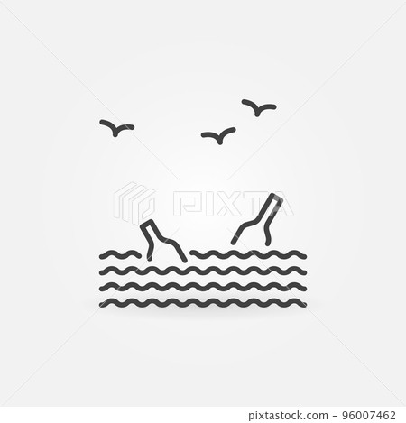 Ocean Plastic Pollution linear vector concept icon Ocean Plastic Pollution linear vector concept icon 96007462