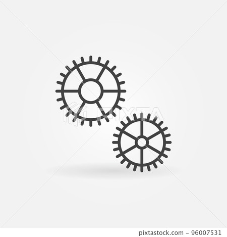Two Cog Wheels line icon. Mechanism vector symbol 96007531