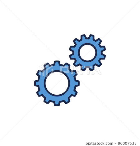 Two Cogs icon. Settings vector concept blue symbol 96007535