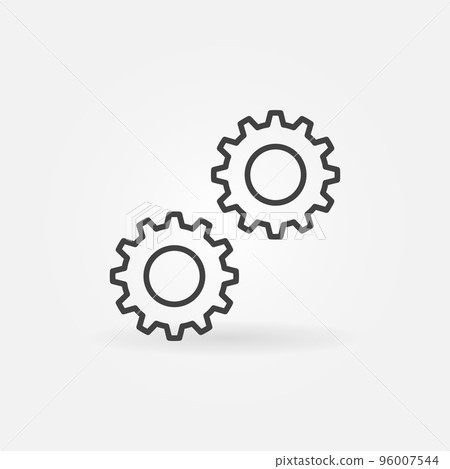 Two Cogs vector concept icon in outline style 96007544