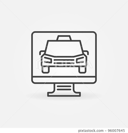 PC Display with Taxi vector concept icon in thin line style PC Display with Taxi vector concept icon in thin line style 96007645