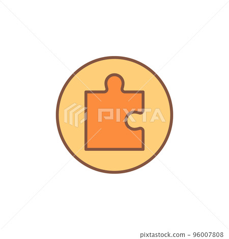 One Puzzle Piece in Circle vector concept yellow icon 96007808