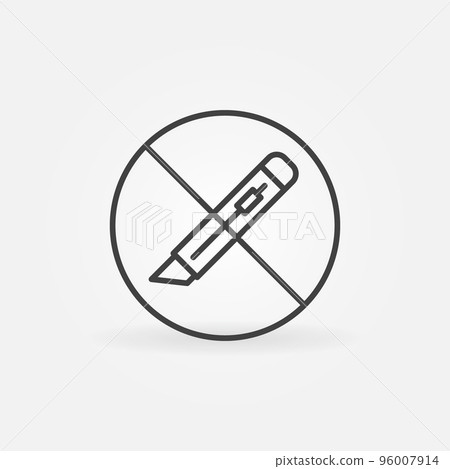 Paper Cutter Forbidden vector concept round line icon Paper Cutter Forbidden vector concept round line icon 96007914