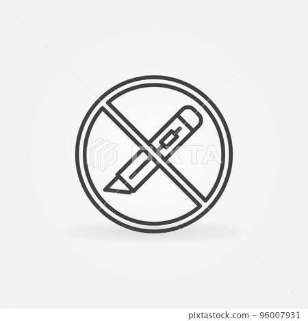 Do not use Paper Cutter vector thin line concept round icon 96007931