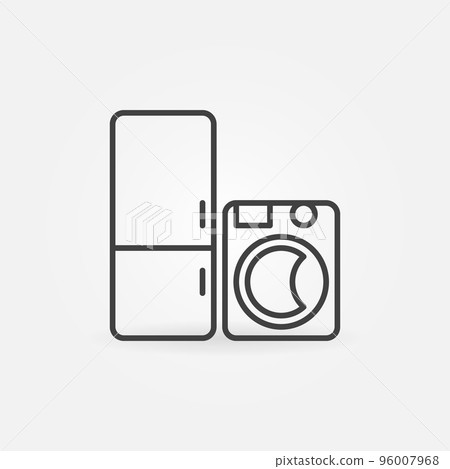 Washing Machine with Refrigerator line icon. Appliances vector symbol Washing Machine with Refrigerator line icon. Appliances vector symbol 96007968