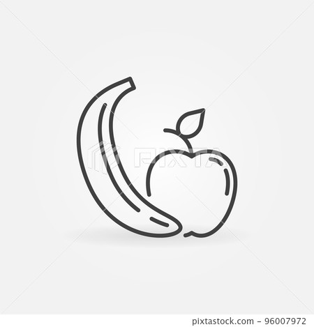Banana with Apple vector concept icon in outline style Banana with Apple vector concept icon in outline style 96007972
