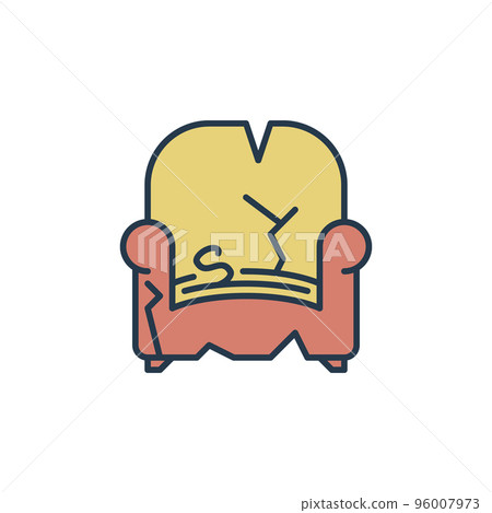 Old Broken Armchair vector Destroyed Furniture colored icon 96007973