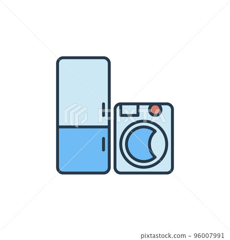 Washer with Fridge colored icon - Appliances vector concept sign 96007991