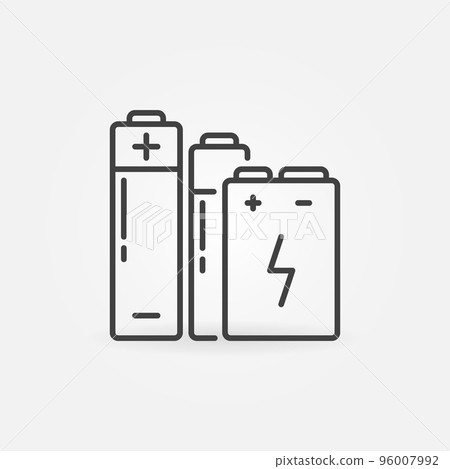Batteries vector concept icon in thin line style Batteries vector concept icon in thin line style 96007992