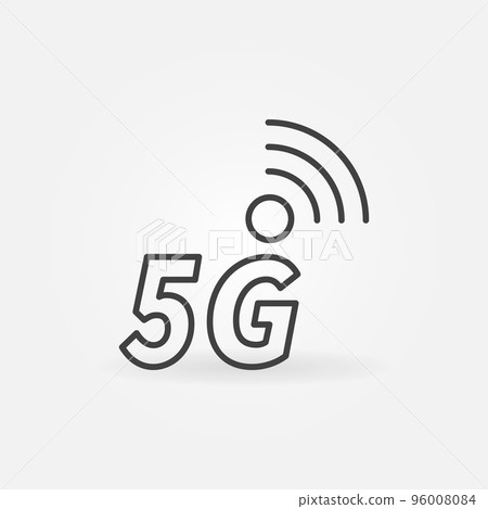 5G vector outline icon - cellular network technology symbol 96008084