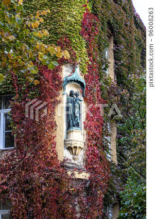 Autumn view of a house at Joseph square located in Maxvorstadt, Munich, Germany. 96008263