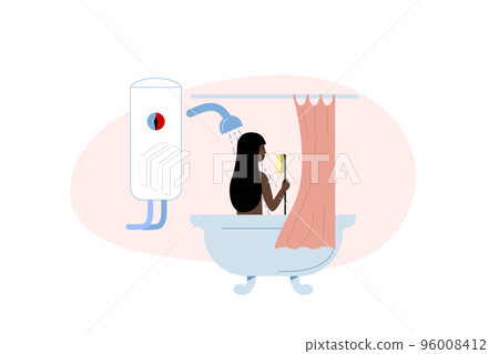 Woman bathing scene. Flat vector 96008412