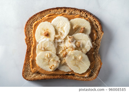 Healthy open sandwich with peanut butter Healthy open sandwich with peanut butter 96008585