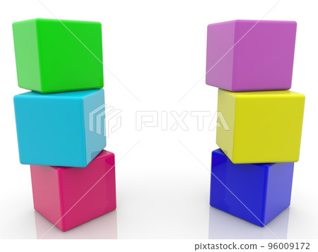 Two poles of colorful toy blocks 96009172