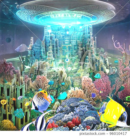 水族箱中的魔鬼塔和不明飛行物照明 水族箱中的魔鬼塔和不明飛行物照明 96010417