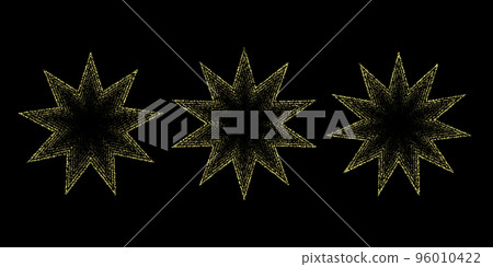 Dotted grain stars set. Shiny stippled shapes collection. Various noise textured asterisks. Different dot work stellar forms. Vector stochastic.  96010422