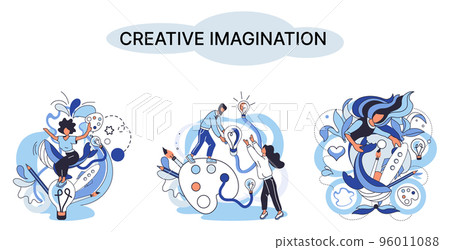 Creative mind, imagination or brainstorm or originative idea concept. Phantasy flow and creativity Creative mind, imagination or brainstorm or originative idea concept. Phantasy flow and creativity 96011088