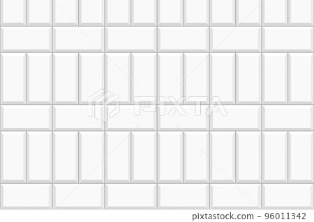 White basket weave tile seamless pattern. Stone or ceramic brick wall background. Kitchen backsplash, bathroom, shower or toilet floor texture. Mosaic decoration surface 96011342