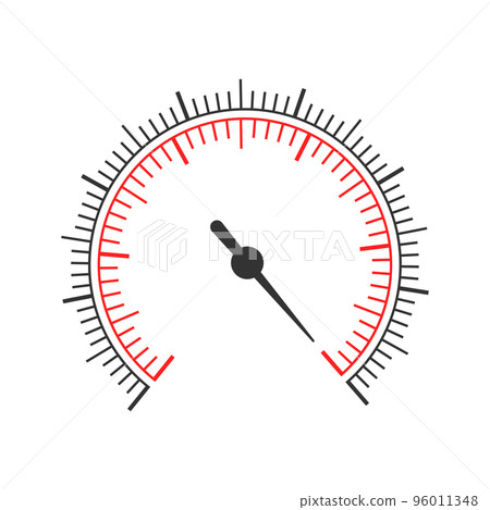 Round measuring scale with two graphic charts and arrow. Template of manometer, level or pressure meter, barometer, compass tool interface 96011348
