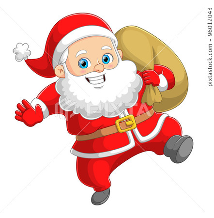 The cute Santa claus is dancing and excited for sending the christmas gift 96012043