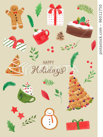 Christmas watercolor pattern Christmas watercolor pattern 96012750
