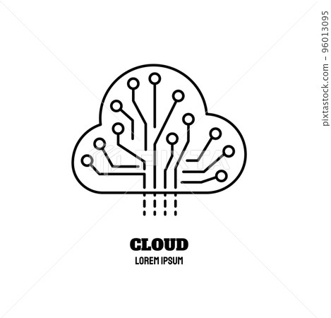 Artificial intelligence and machine learning line icon 96013095