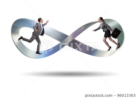 Business people running on the endless loop Business people running on the endless loop 96013363