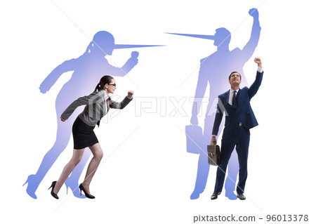 Lier concept with business people and nose Lier concept with business people and nose 96013378