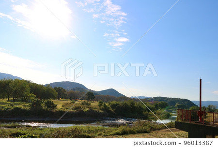 Scenery with a river, calm autumn day, Tochigi 96013387