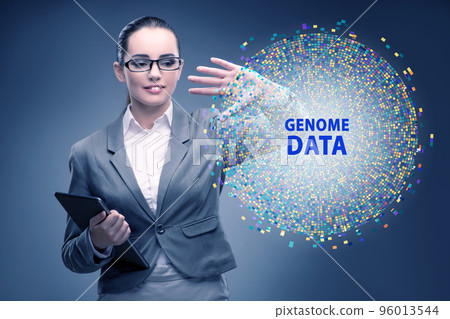 Businesswoman in genome data concept Businesswoman in genome data concept 96013544