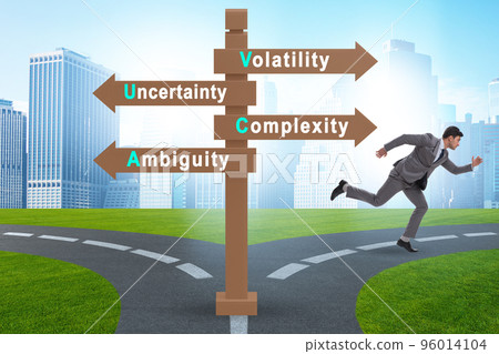 Businessman at the crossroads at VUCA concept 96014104