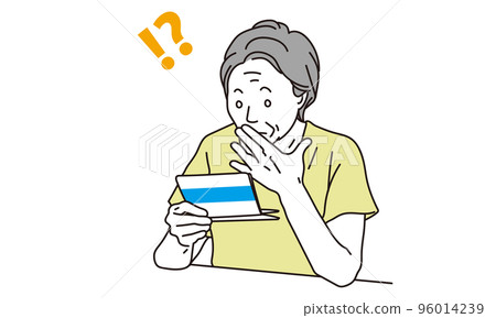 Elderly people surprised to see a bank passbook Elderly people surprised to see a bank passbook 96014239