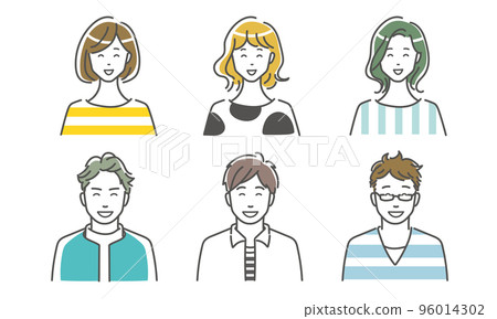 一組簡單的觸摸人臉圖標 96014302