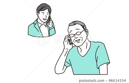 老人帶著孩子打電話 老人帶著孩子打電話 96014334