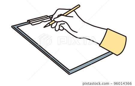 Hand of a woman to fill out a questionnaire 96014366