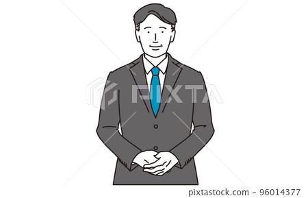 中年商人面帶微笑地站著 96014377