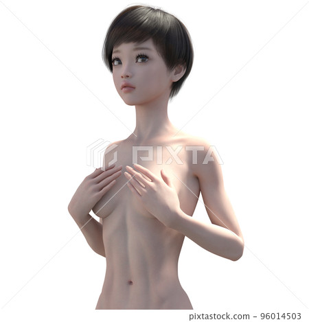 擺姿勢的女人裸體 perming3DCG 插圖素材 96014503