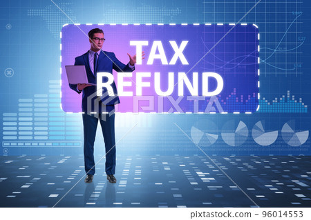 Businessman in tax refund concept Businessman in tax refund concept 96014553