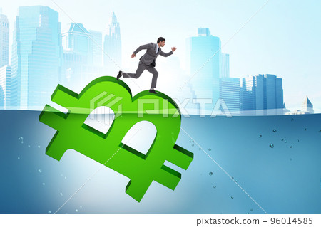 Concept of bitcoin losing its value 96014585