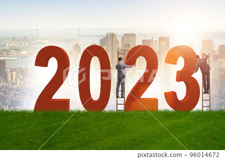 Concept of new year of 2023 with business people Concept of new year of 2023 with business people 96014672