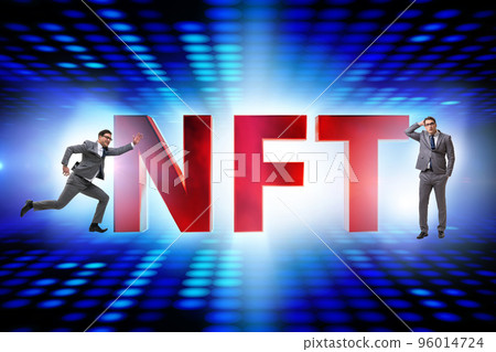 Businessman in NFT non fungible concept Businessman in NFT non fungible concept 96014724