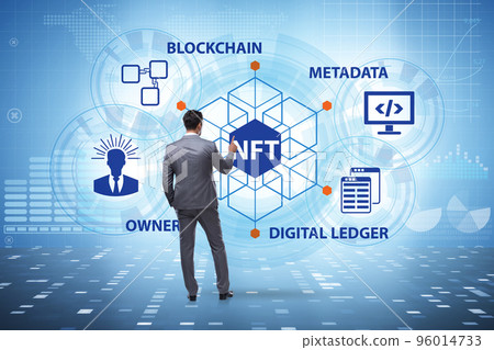 Businessman in NFT non fungible concept 96014733
