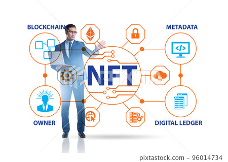 Businessman in NFT non fungible concept 96014734