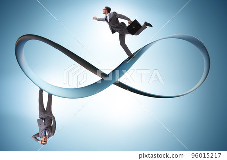 Businessman running on the endless loop Businessman running on the endless loop 96015217