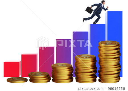 Businessman in the growth concept with coins chart 96016256