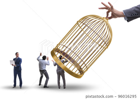 Business people and golden cage concept 96016295