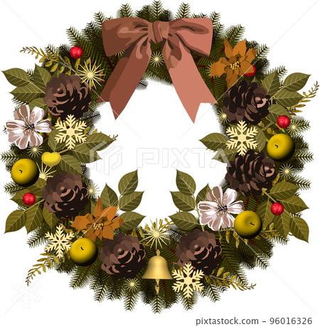 Colorful Christmas wreath image of holy night, background transparent illustration 96016326