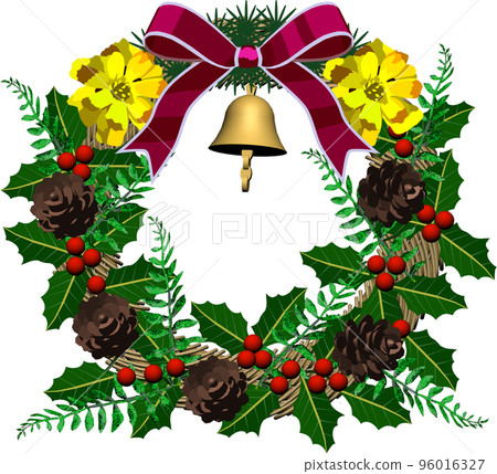 Colorful Christmas wreath image of holy night, background transparent illustration 96016327