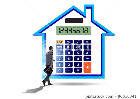 Concept of mortgage loan with calculator Concept of mortgage loan with calculator 96016341